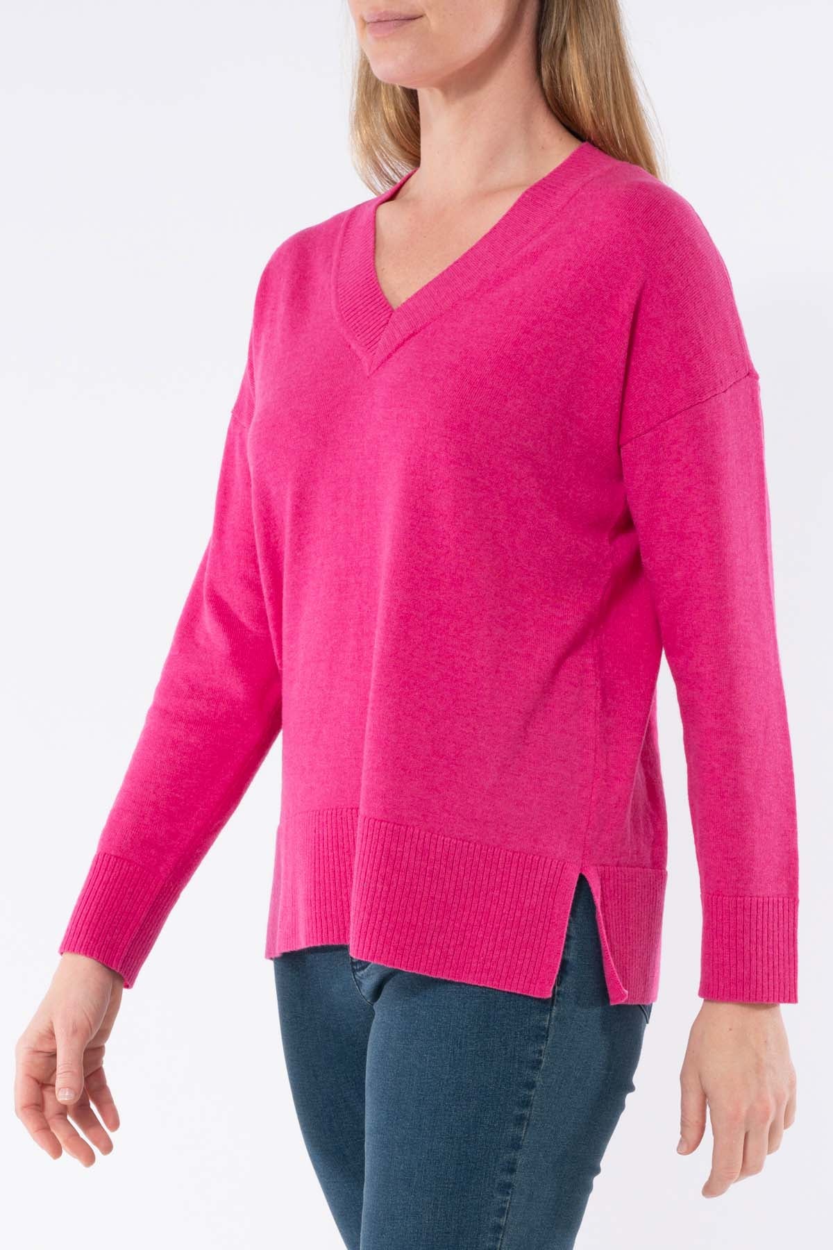 Women's V Neck Long Sleeve Pullover