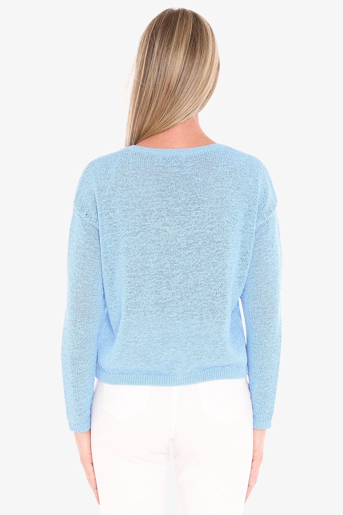 Womens V Neck Tape Pullover Blue 59611001a