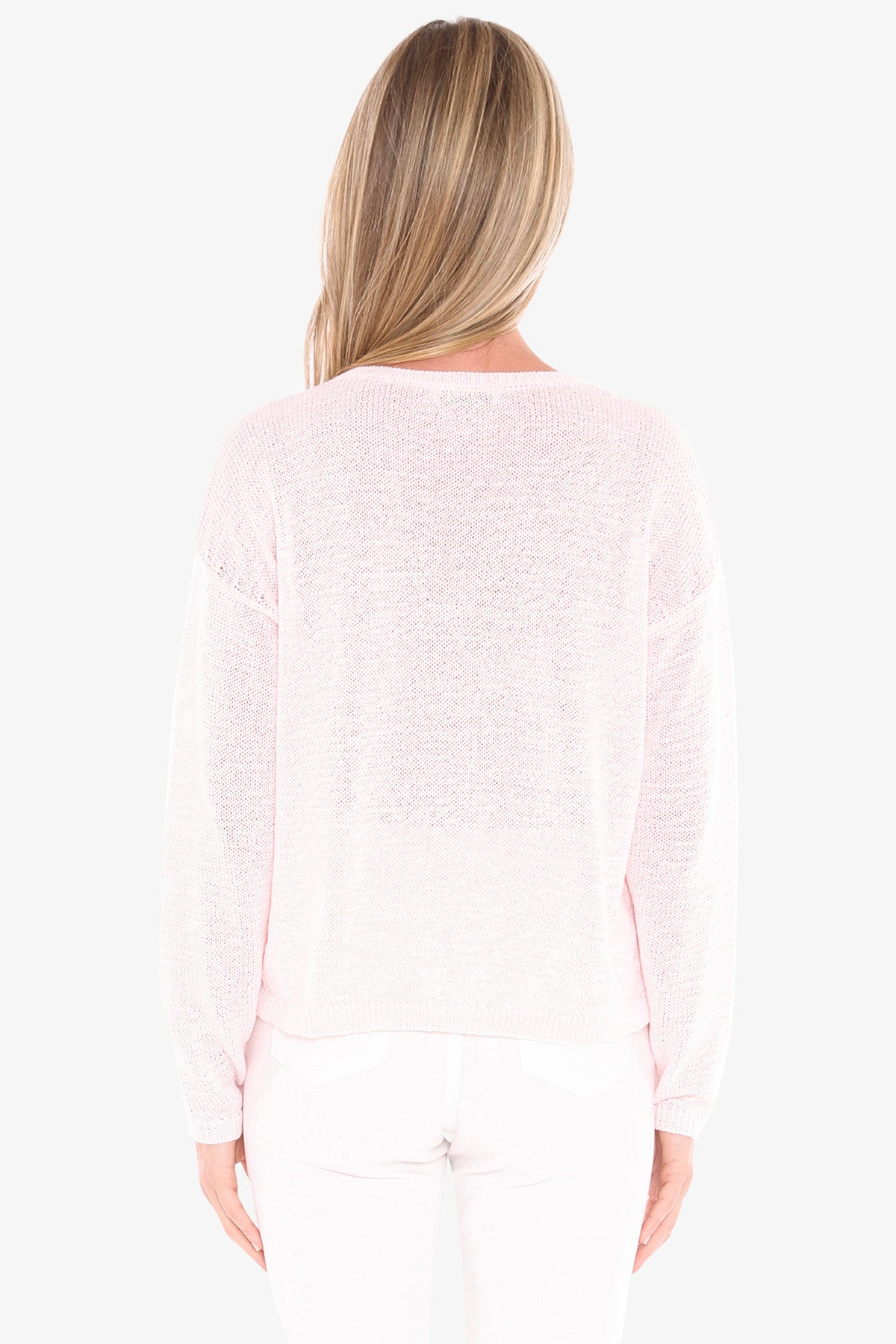 Womens V Neck Tape Pullover Pink 59611001a