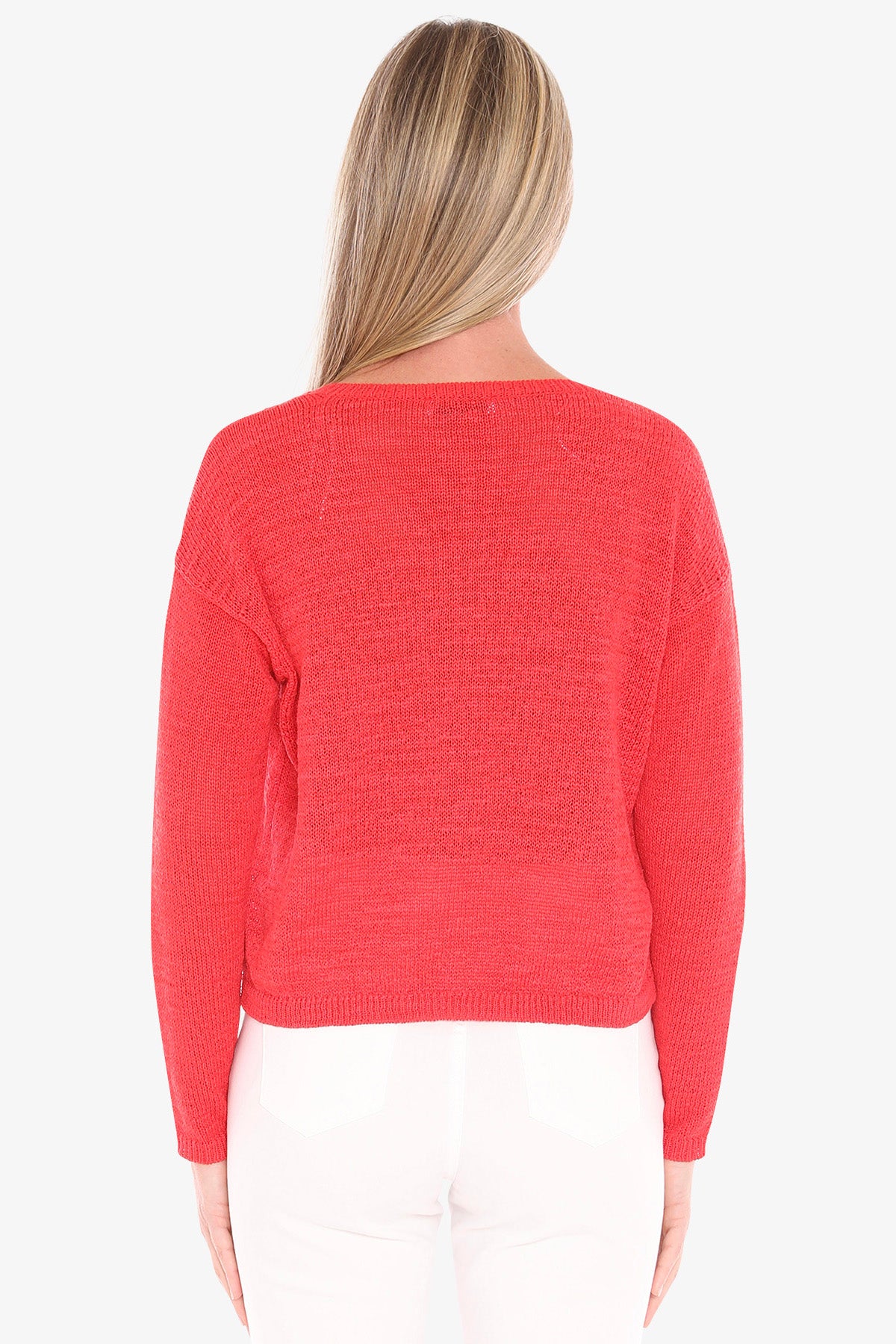 Womens V Neck Tape Pullover Red 59611001a