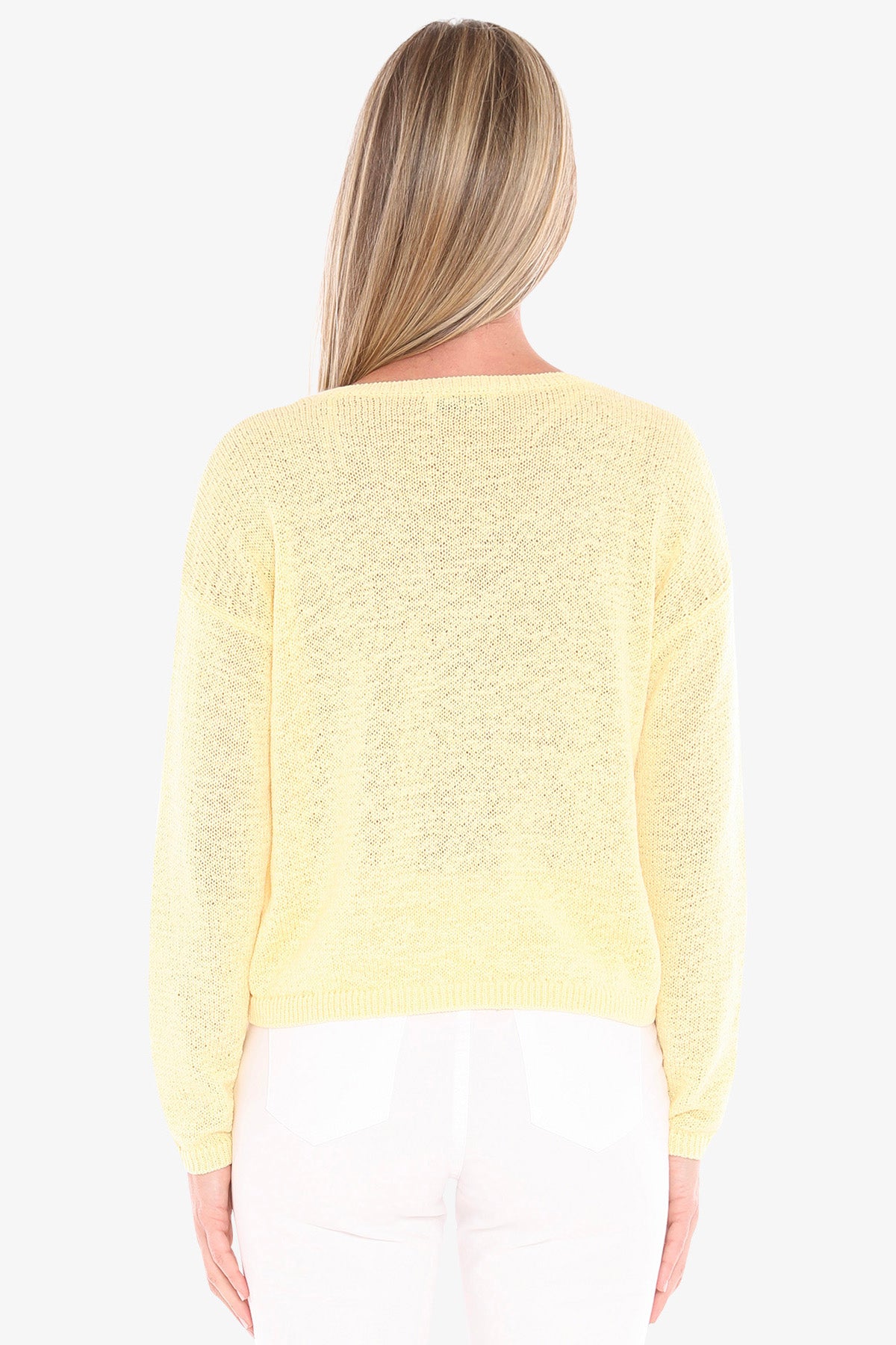 Womens V Neck Tape Pullover Yellow 59611001a