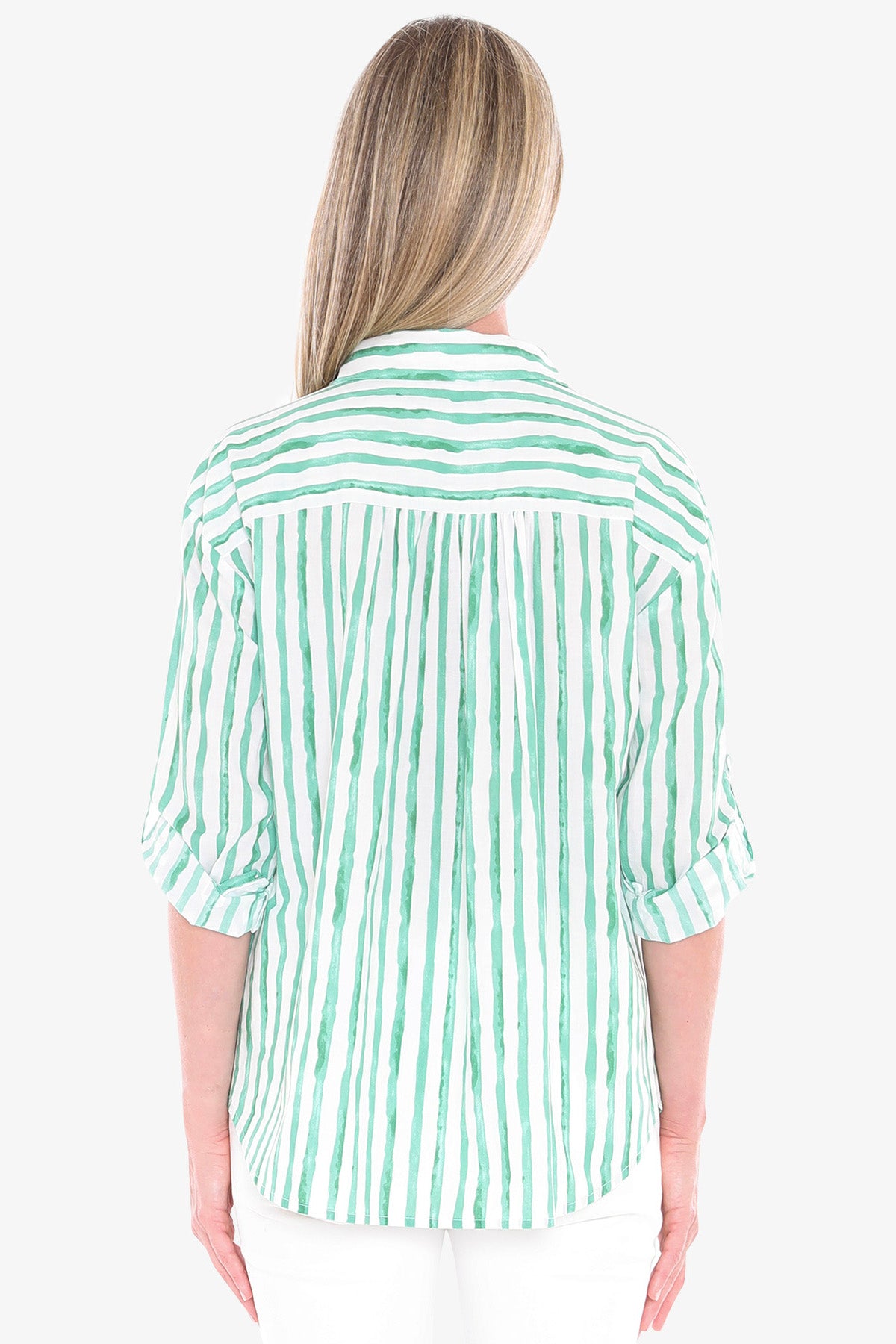 Womens Water Stripe Shirt Green 596j3133a