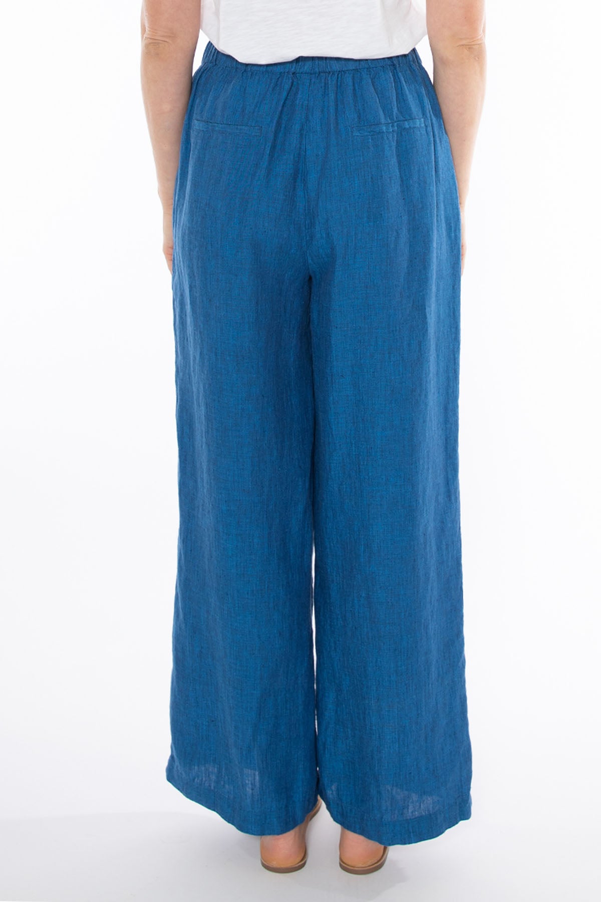 Women's Wide Leg Linen Pant in Blue