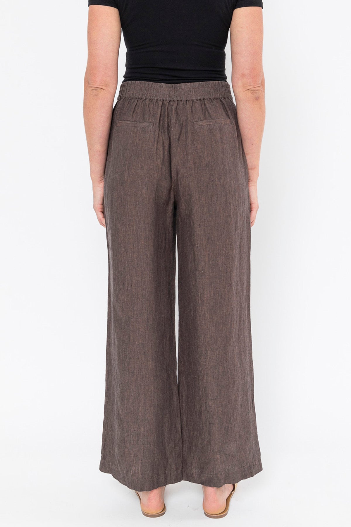 Wide Leg Linen Pants Chocolate