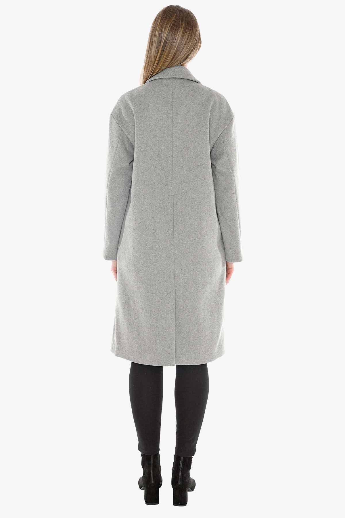 Wool Blend Coat in Grey Marle