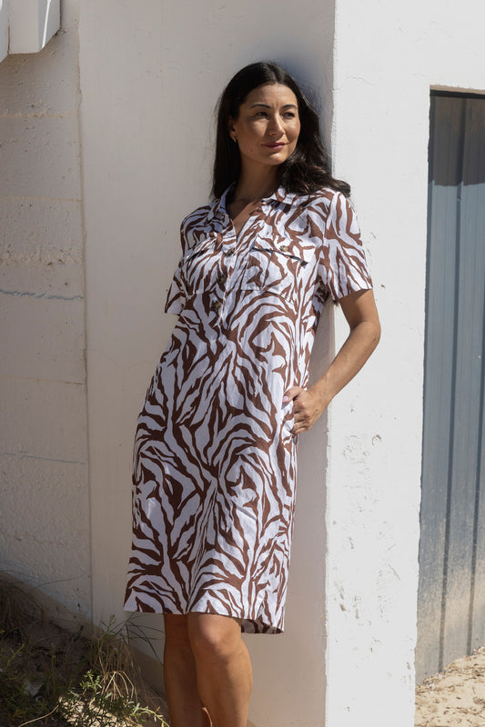 Womens Zebra Mono Dress Multicolor 596j5165a