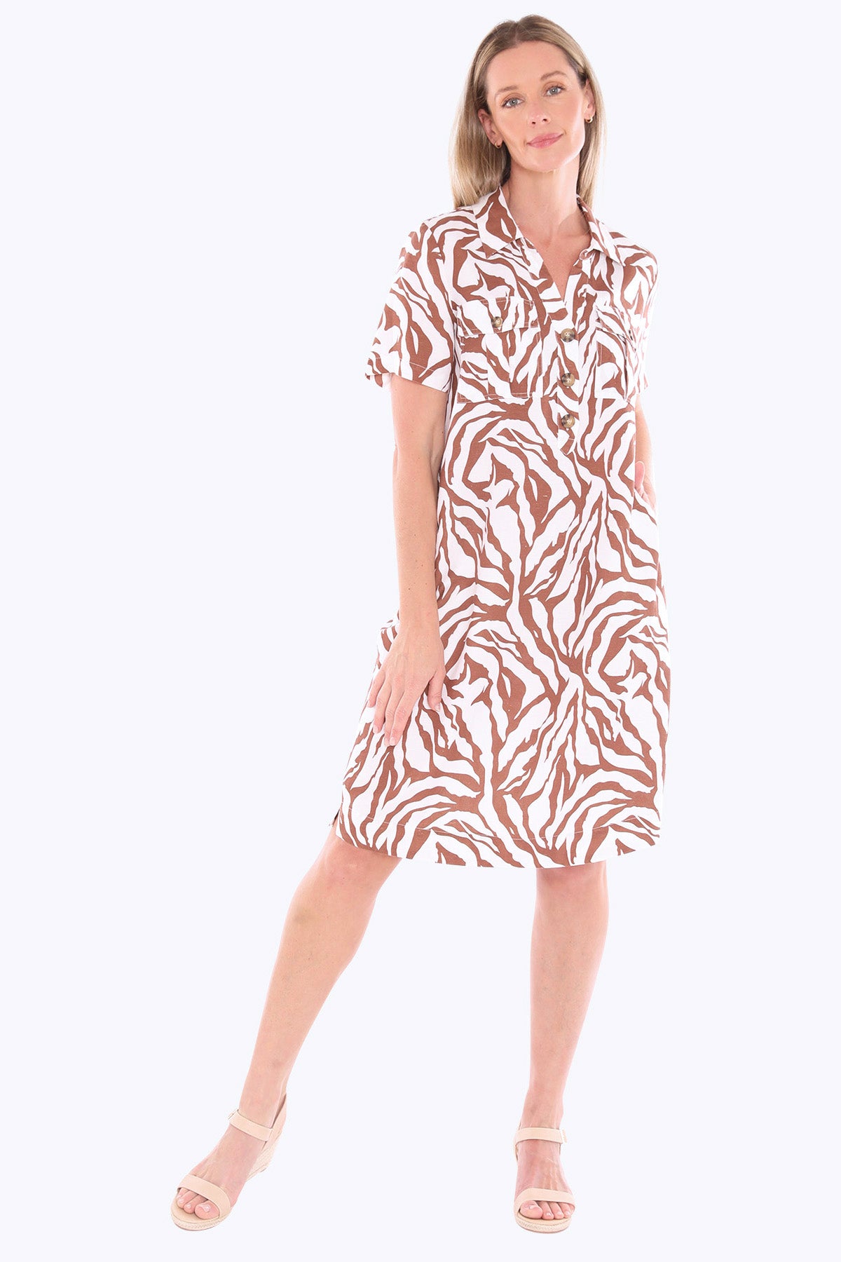 Womens Zebra Mono Dress Multicolor 596j5165a