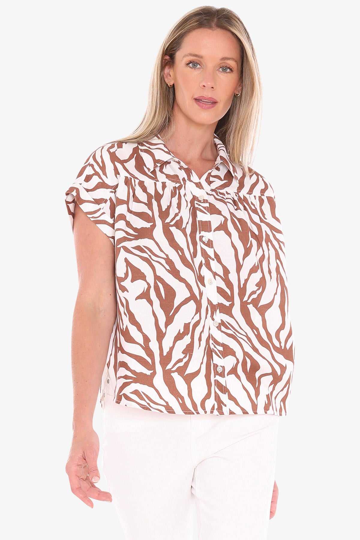 Womens Zebra Mono Shirt Multicolor 596j3166a