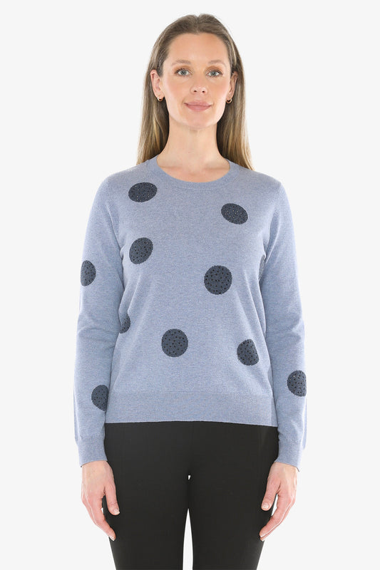 Diamante Spot Pullover in Seaside Marle