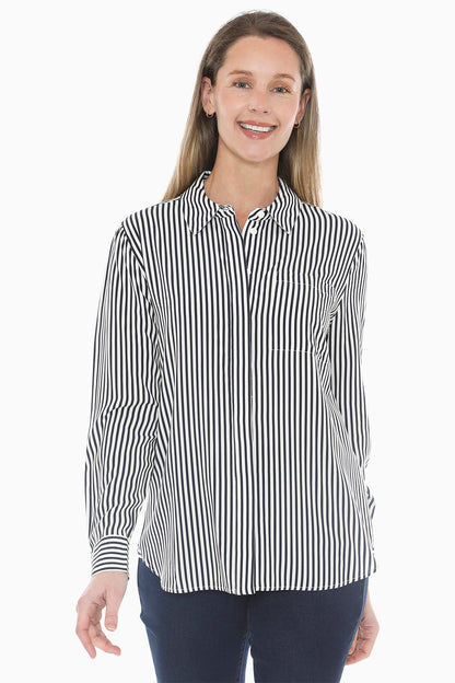 Mono Stripe Shirt in Ink/Ivory