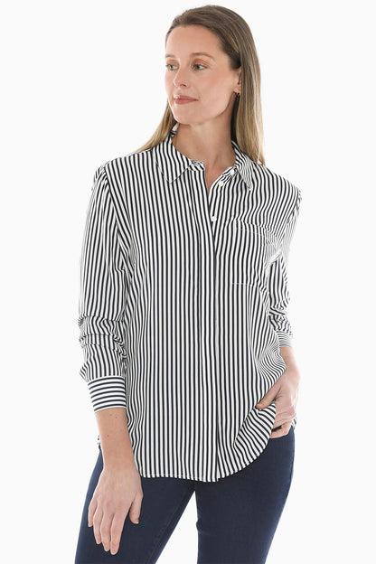 Mono Stripe Shirt in Ink/Ivory
