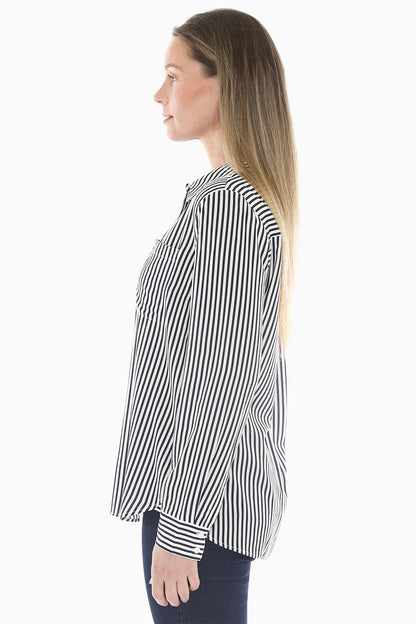 Mono Stripe Shirt in Ink/Ivory