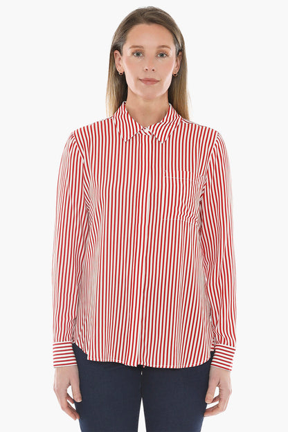 Mono Stripe Shirt in Poppy/Ivory