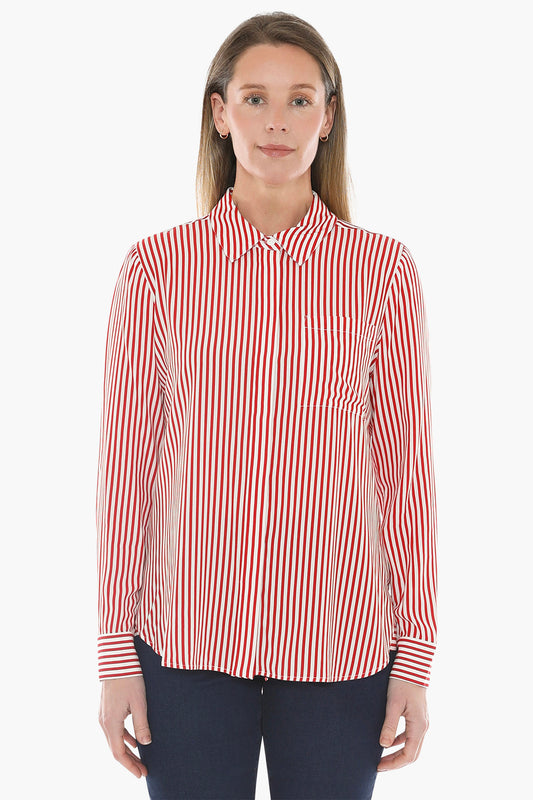 Mono Stripe Shirt in Poppy/Ivory