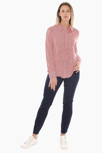 Mono Stripe Shirt in Poppy/Ivory
