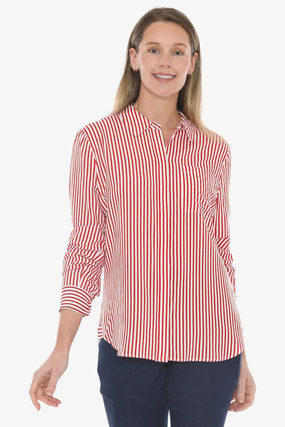 Mono Stripe Shirt in Poppy/Ivory