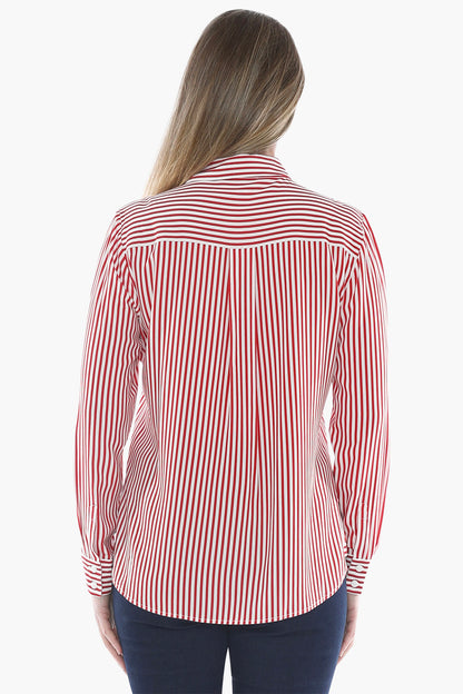 Mono Stripe Shirt in Poppy/Ivory