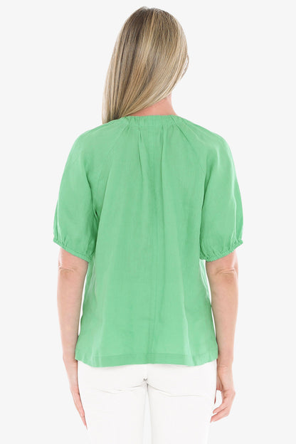Womens Gather V Neck Top Green 596j3002a