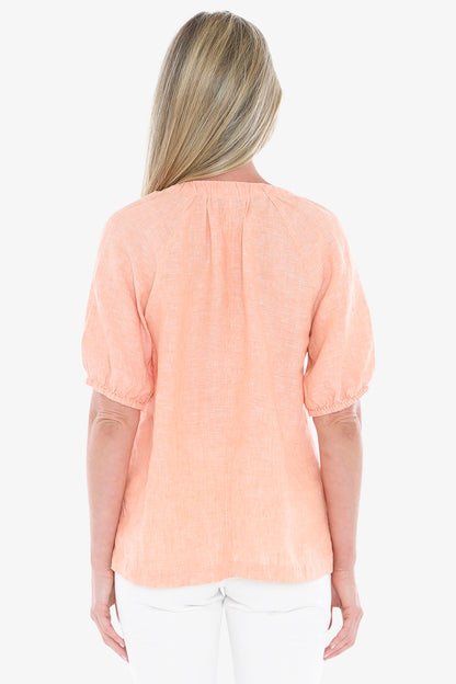 Womens Gather V Neck Top Orange 596j3002a