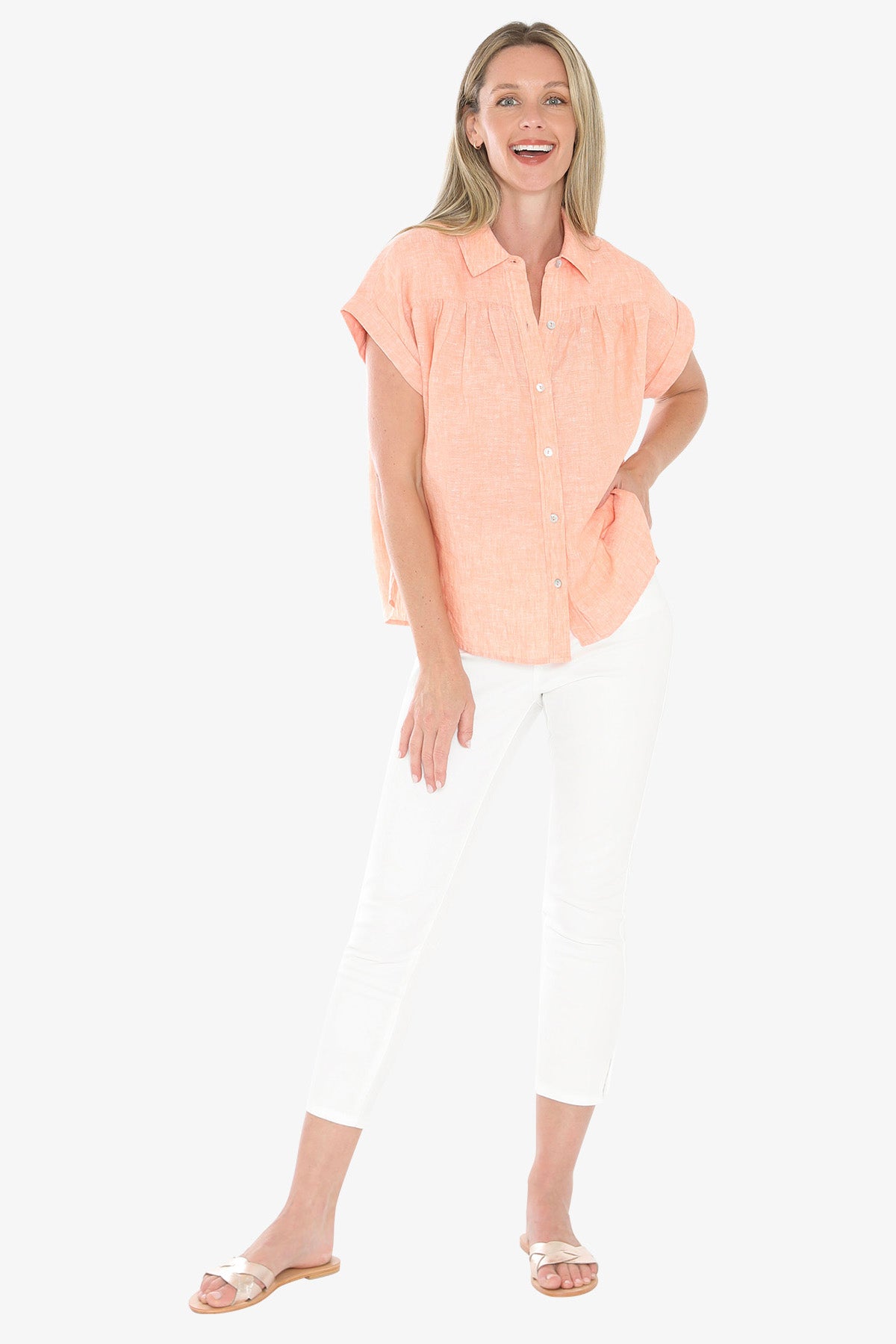 Womens Gather Ss Shirt Orange 596j3063a