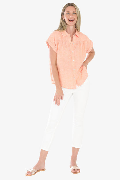 Womens Gather Ss Shirt Orange 596j3063a