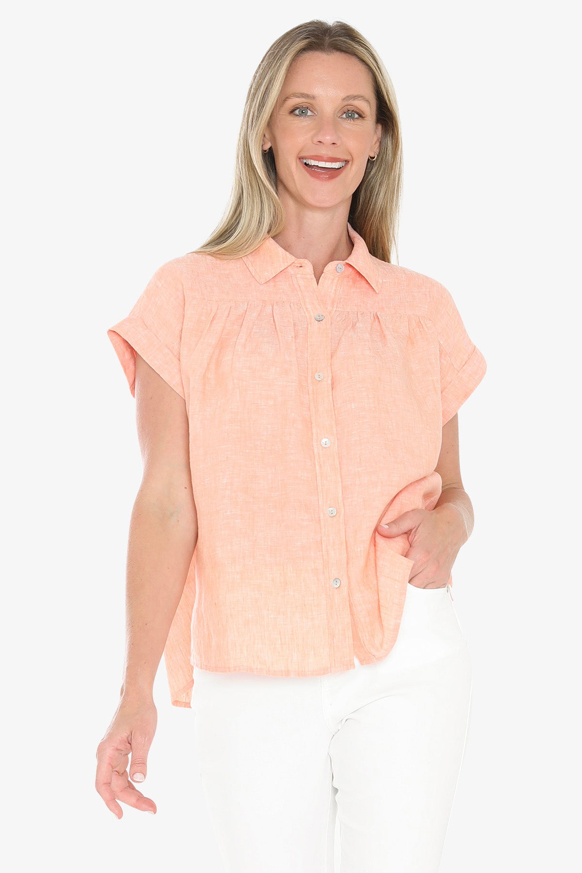 Womens Gather Ss Shirt Orange 596j3063a