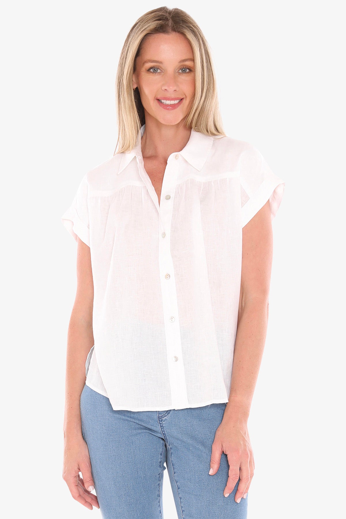 Womens Gather Ss Shirt White 596j3063a