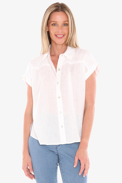 Womens Gather Ss Shirt White 596j3063a