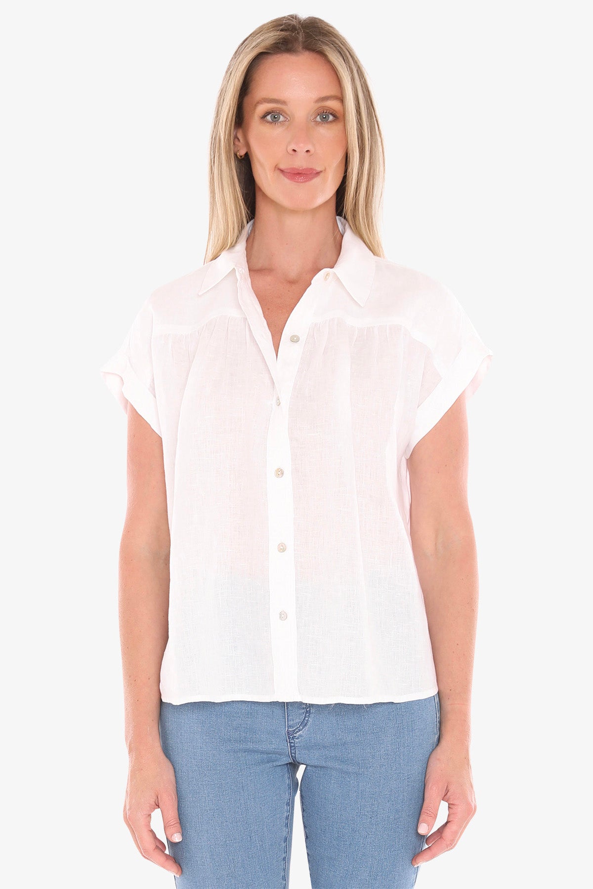 Womens Gather Ss Shirt White 596j3063a