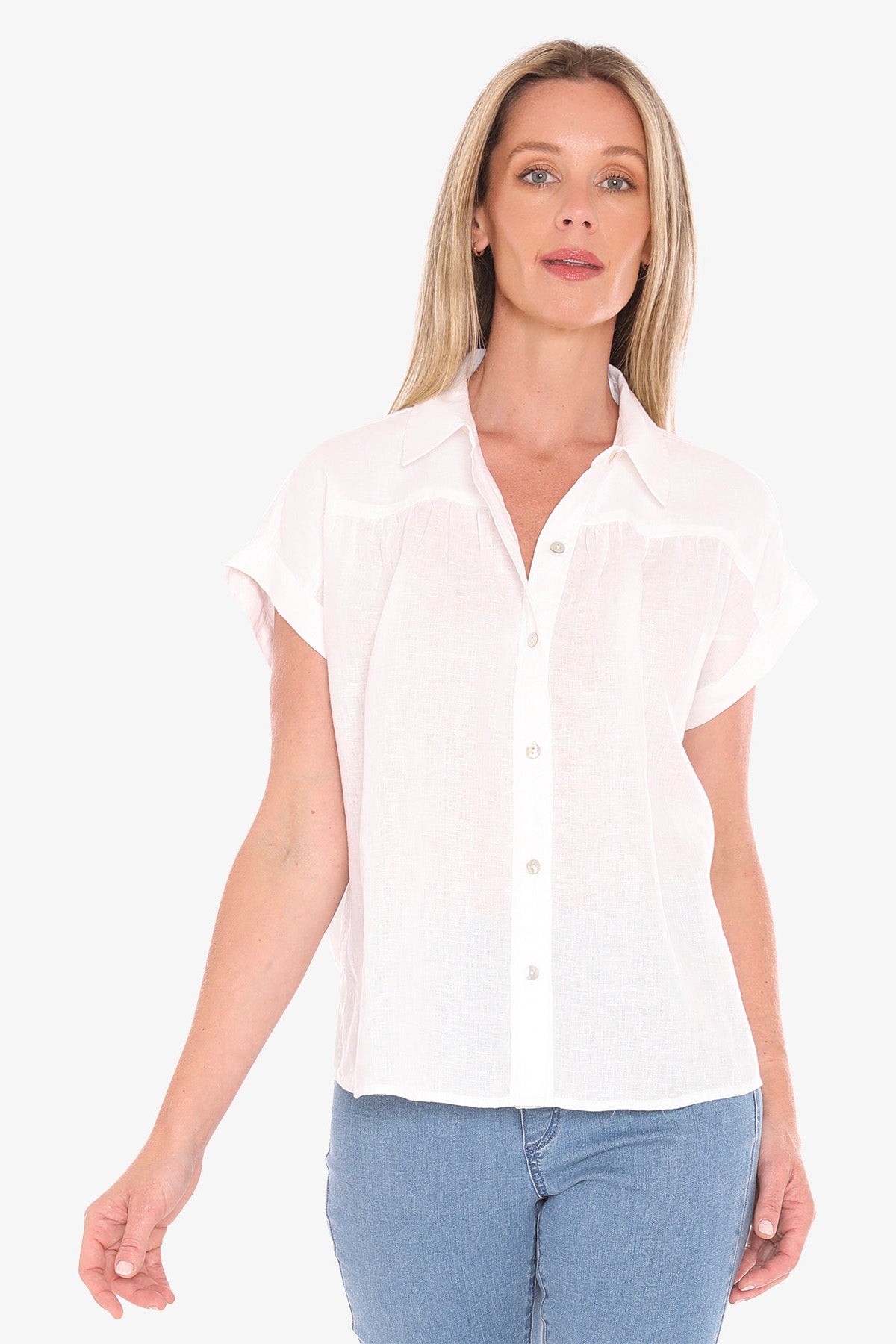 Womens Gather Ss Shirt White 596j3063a