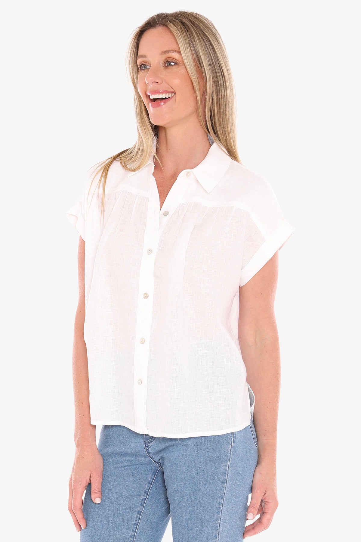 Womens Gather Ss Shirt White 596j3063a