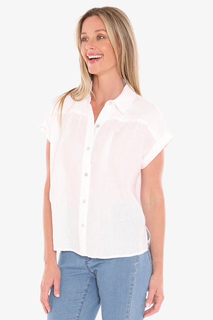 Womens Gather Ss Shirt White 596j3063a