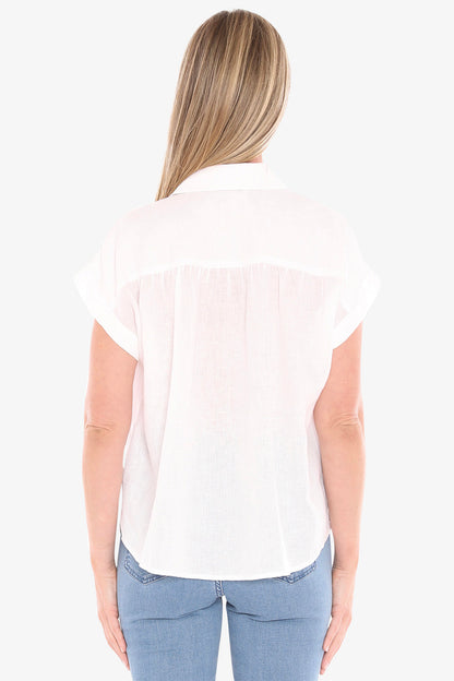 Womens Gather Ss Shirt White 596j3063a