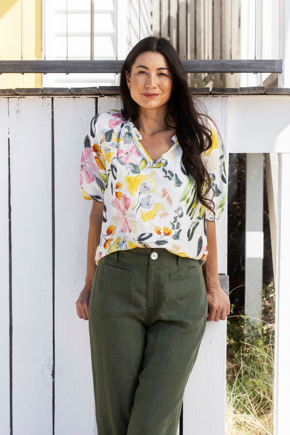 Womens Wildflower Top Multicolor 596j3077a