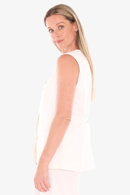 Womens Button Vest White 596j4092a