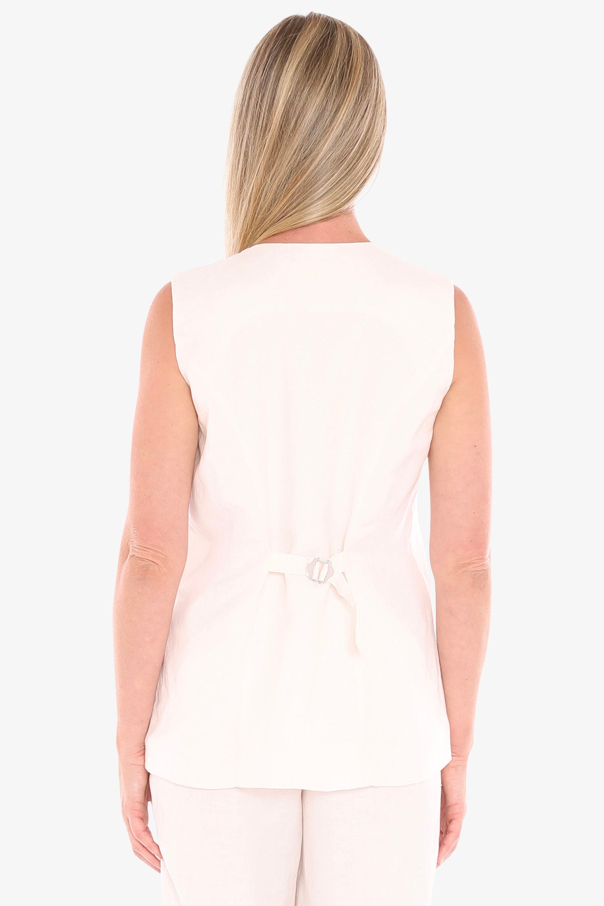 Womens Button Vest White 596j4092a