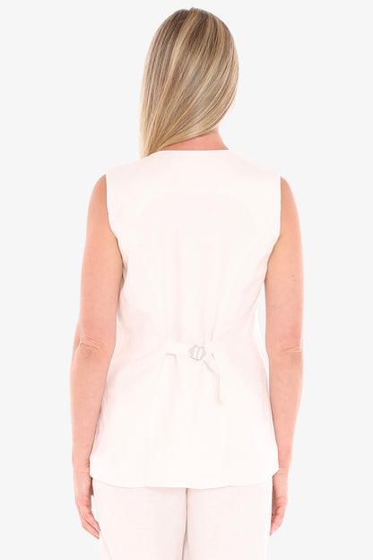 Womens Button Vest White 596j4092a
