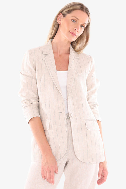 Womens Pinstripe Jacket Natural 596j4118a