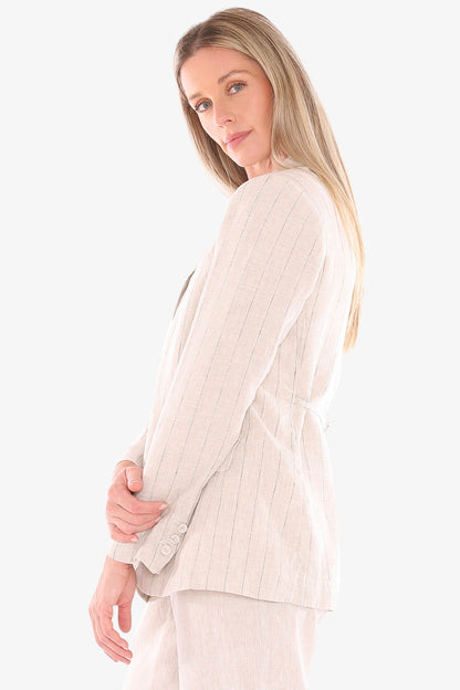 Womens Pinstripe Jacket Natural 596j4118a