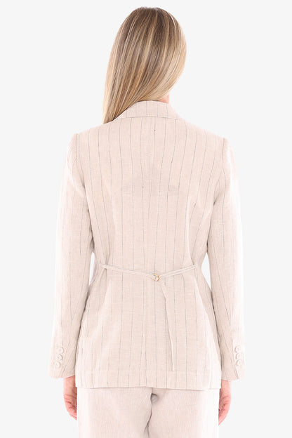 Womens Pinstripe Jacket Natural 596j4118a