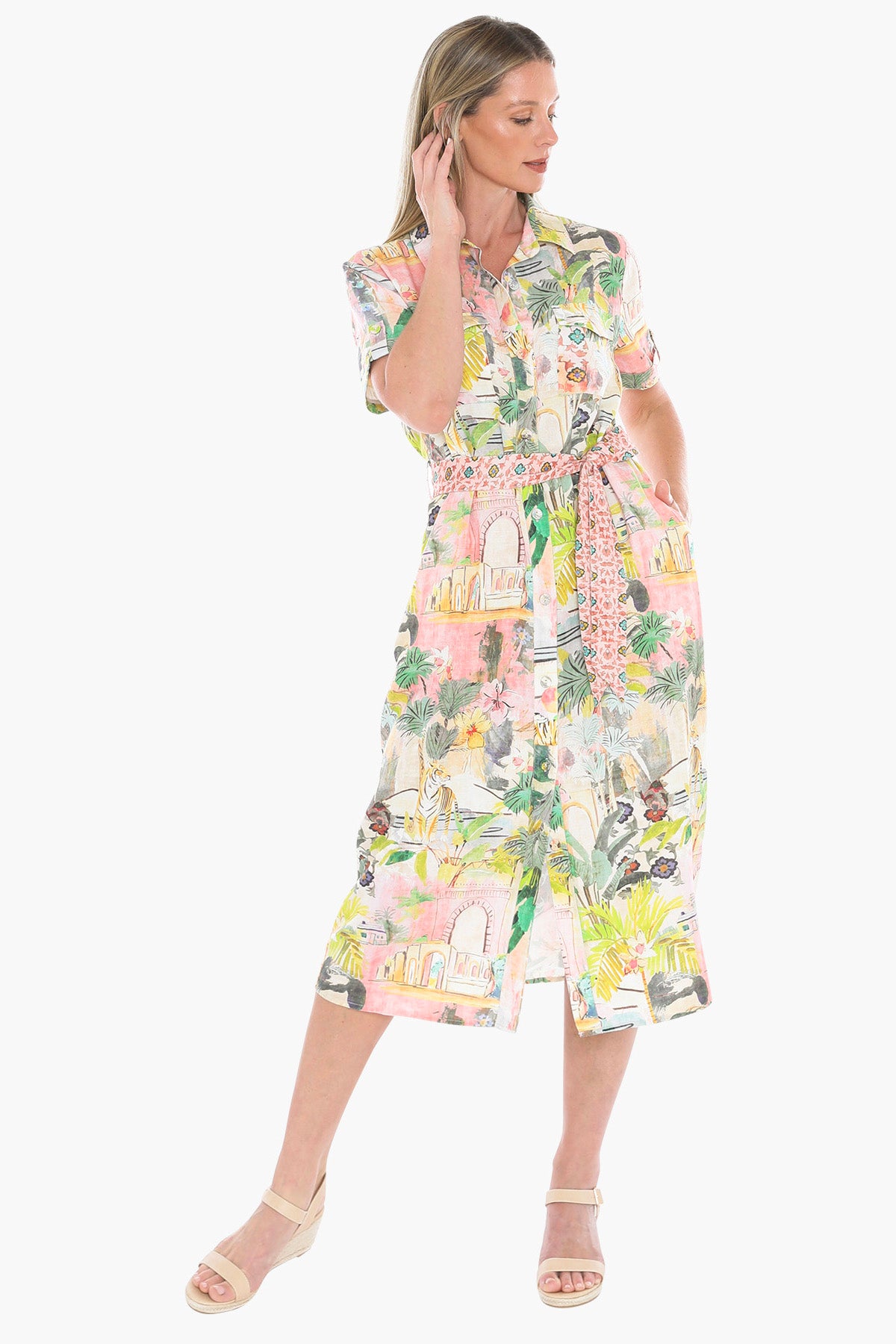 Womens Tiger Island Tie Dress Multicolor 596j5008a