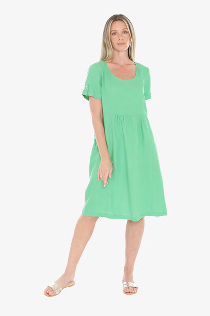 Womens Gather Waist Dress Green 596j5097a