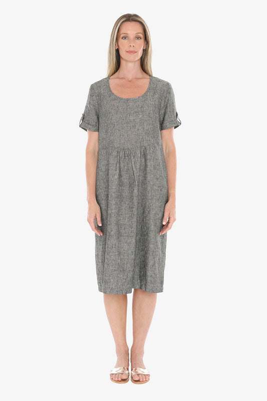 Womens Gather Waist Dress Grey 596j5097a