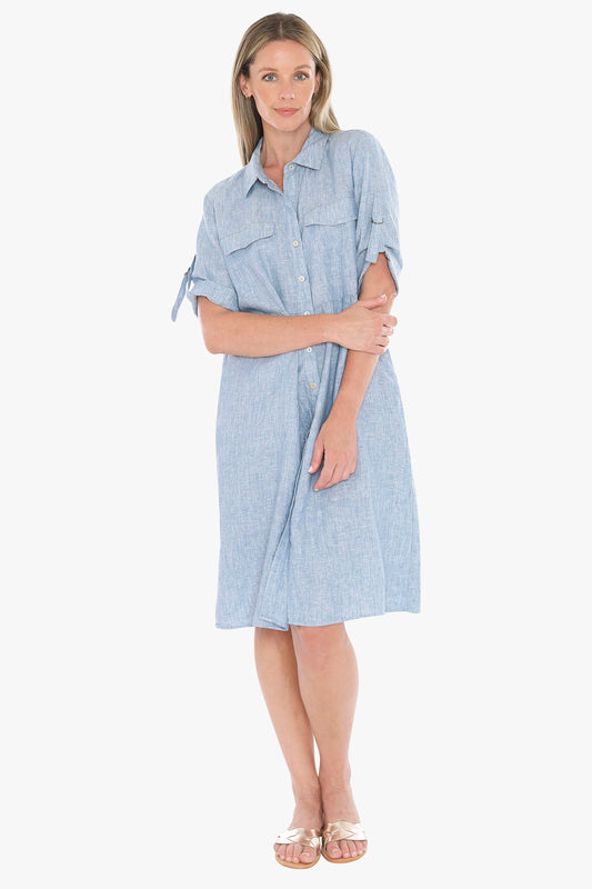 Womens D Ring Slv Dress Blue 596j5098a