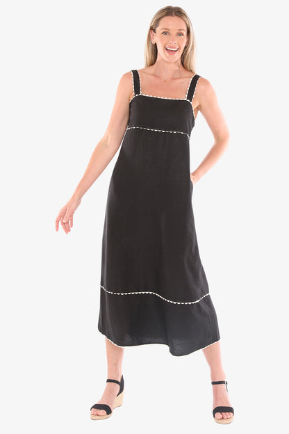 Womens Ric Rac Maxi Dress Black 596j5158a