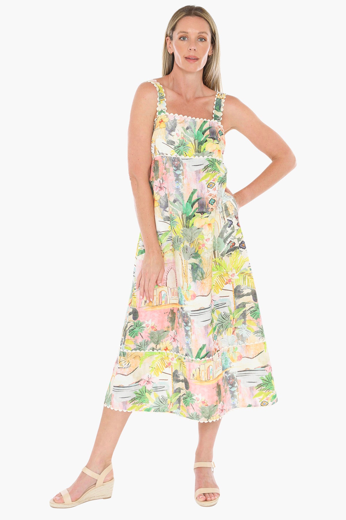 Womens Tiger Island Ric Rac Dress Multicolor 596j5159a