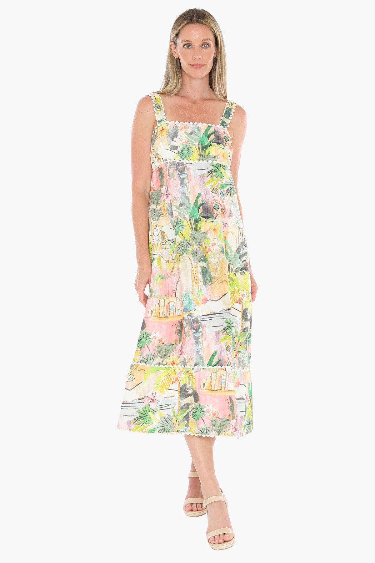 Womens Tiger Island Ric Rac Dress Multicolor 596j5159a