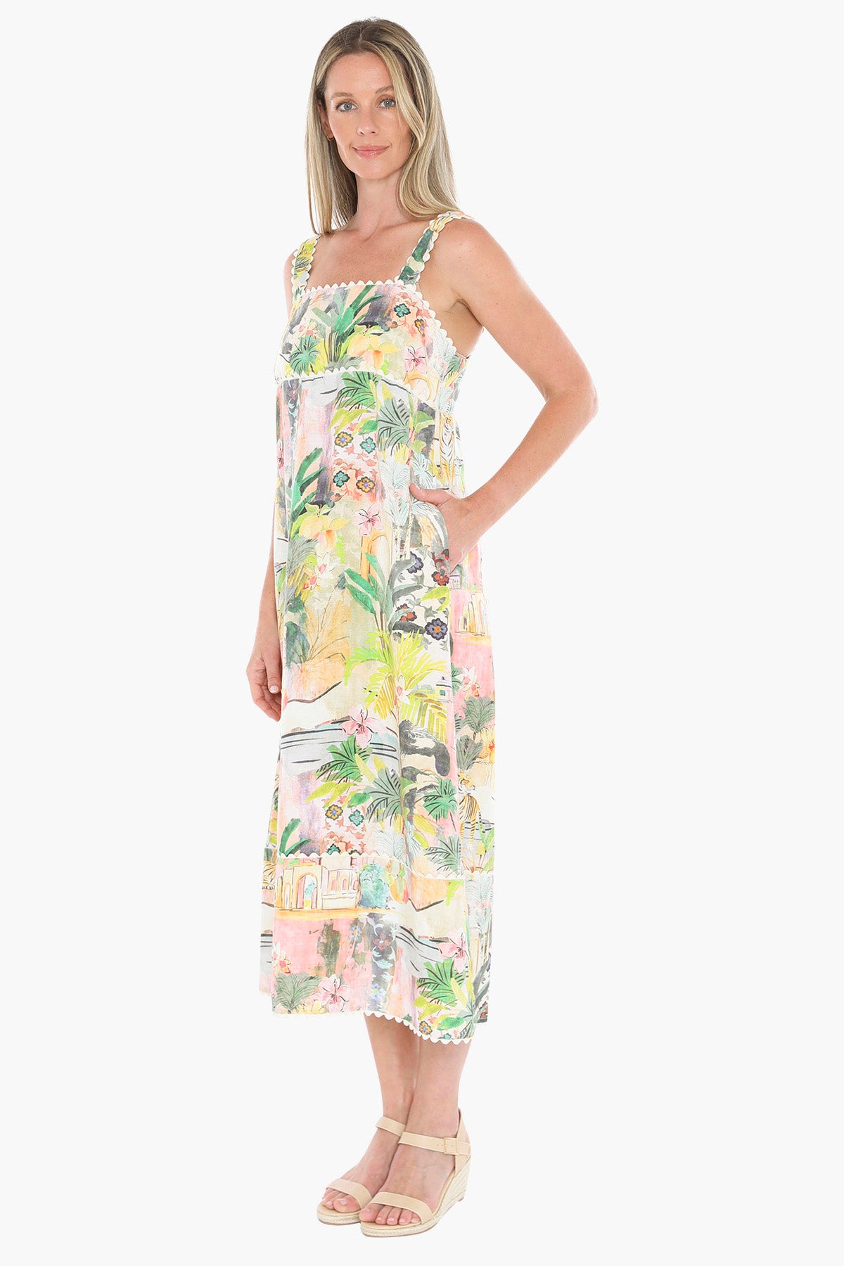 Womens Tiger Island Ric Rac Dress Multicolor 596j5159a