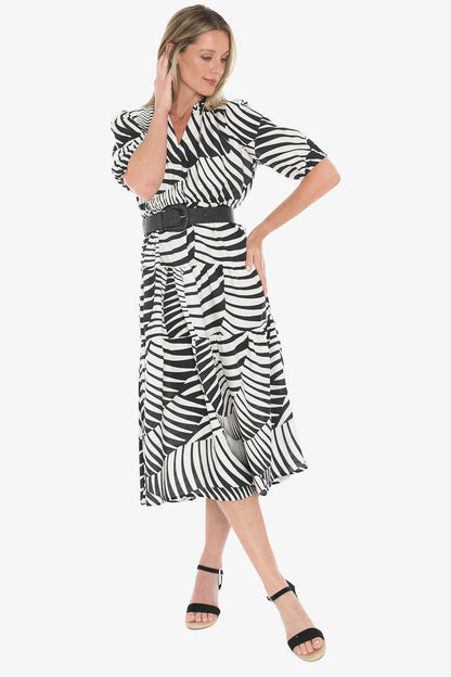 Womens Abstract Fern Dress Multicolor 596j5178a