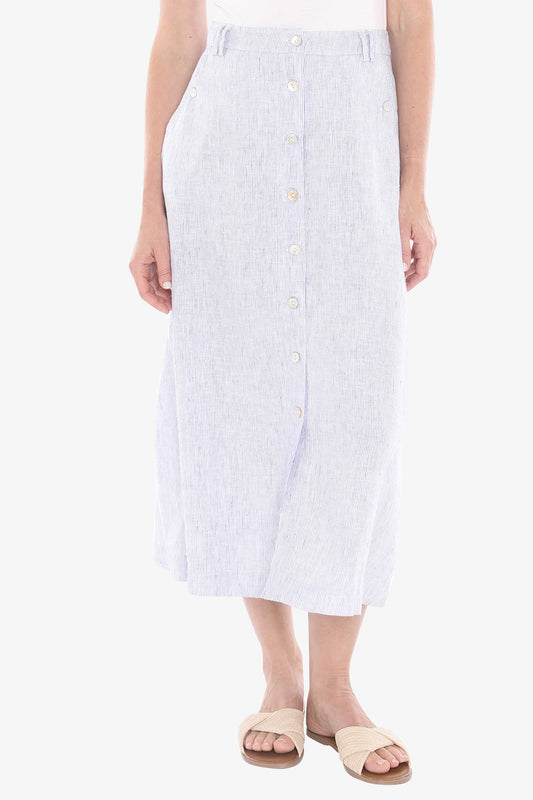 Womens Core Stripe Button Skirt Blue 596j6020a